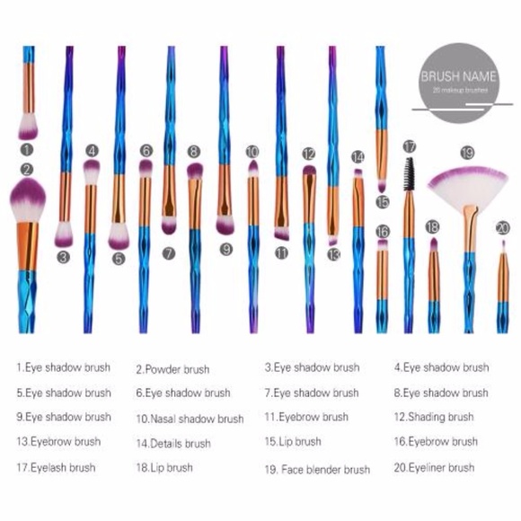 NEW 20pc Unicorn Makeup Brush Set - Picture 2 of 3